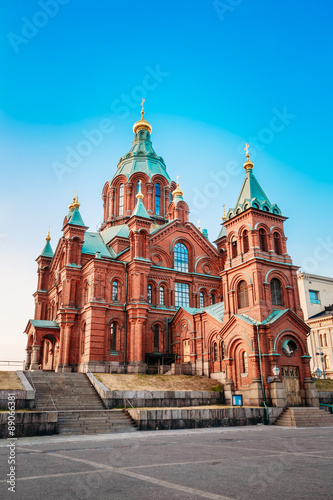 Uspenski Cathedral, Helsinki At Summer Sunny Day. Red Church In 