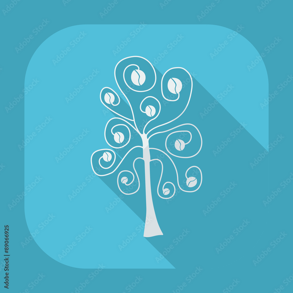 Flat modern design with shadow icon coffee tree Flat modern design with shadow icon coffee tree
