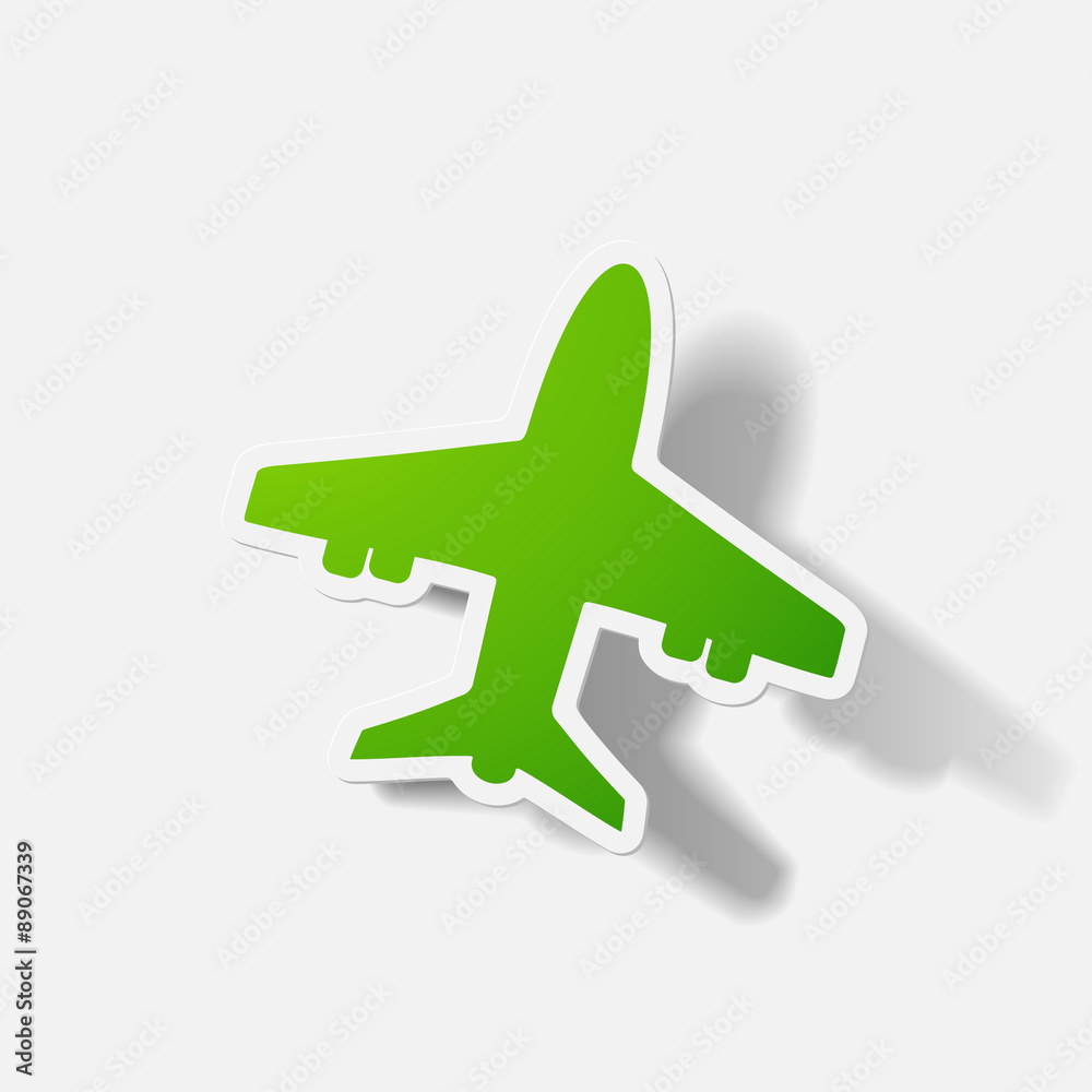 Paper clipped sticker: plane Paper clipped sticker: plane