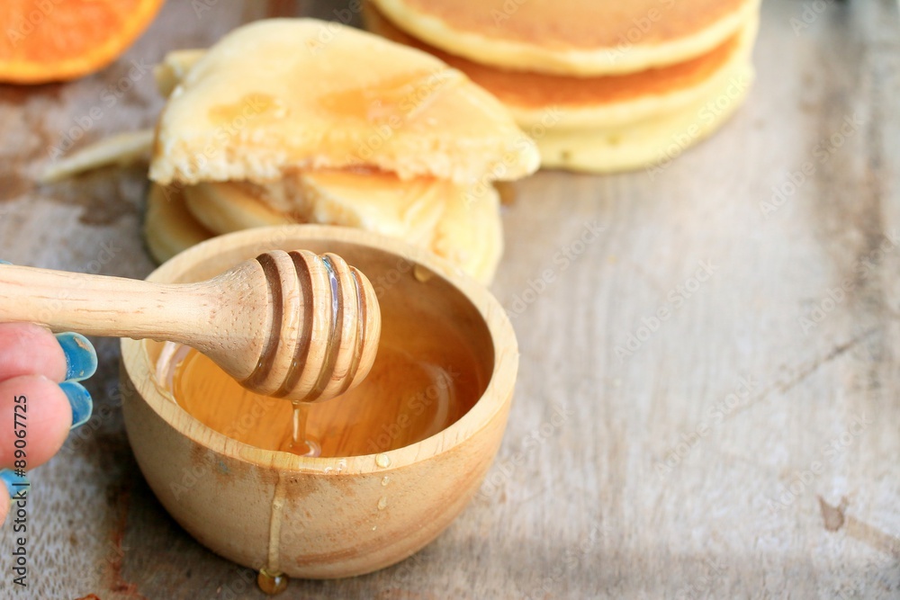 tasty sweet pancake with honey tasty sweet pancake with honey
