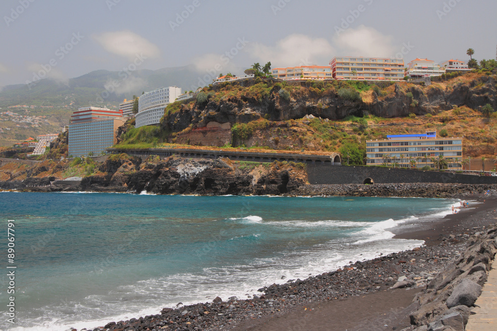 Coast of island of volcanic origin. Puerto-de-la-Cruz, Tenerife, Spain
