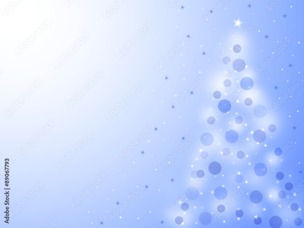 Christmas tree with balls and stars postcard