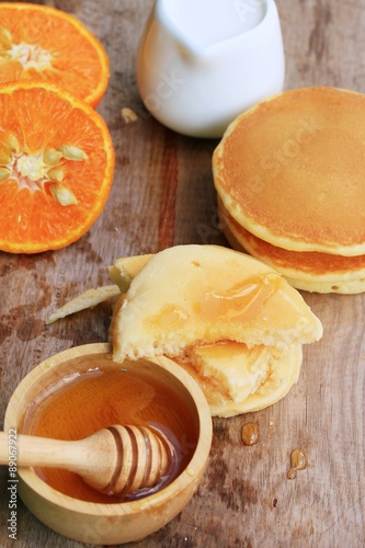 tasty sweet pancake with honey