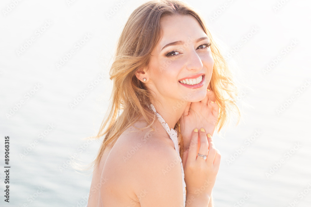 Portrait of smiling young bride