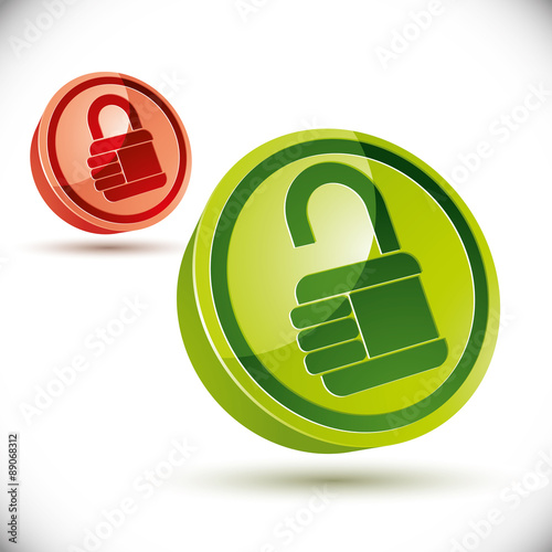 Lock 3d icon isolated on wh...