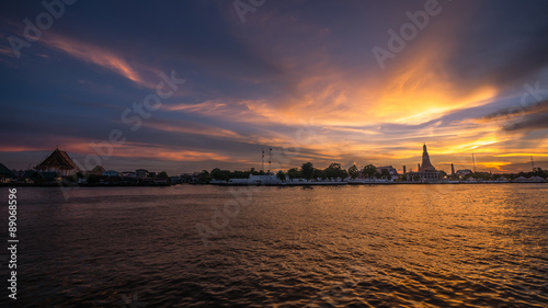 Sunset at Chao Praya river, Bangkok, Thailand © Taweesak