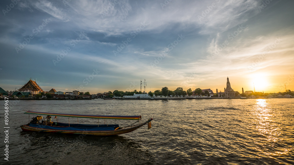 Sunset at Chao Praya river, Bangkok, Thailand