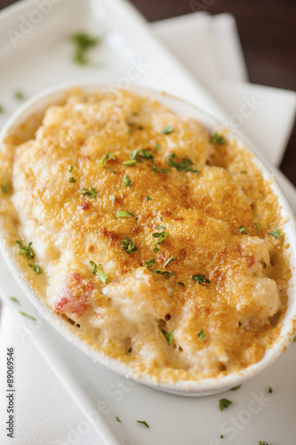 lobster mac and cheese topped with truffle oil