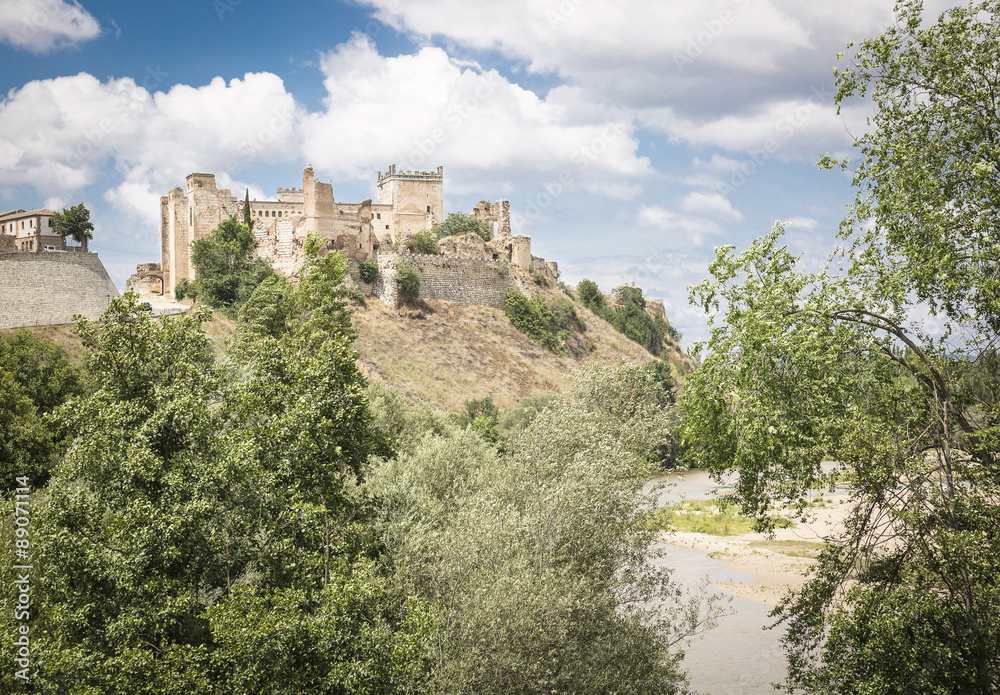 Castle in Escalona town and river Alberche - Toledo - Spain