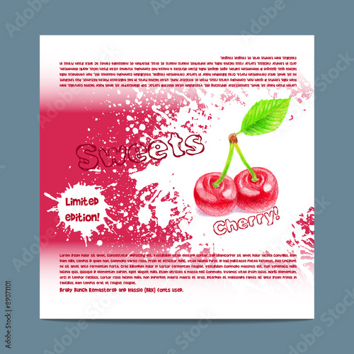 Template candy packaging. Cherry sweets.
