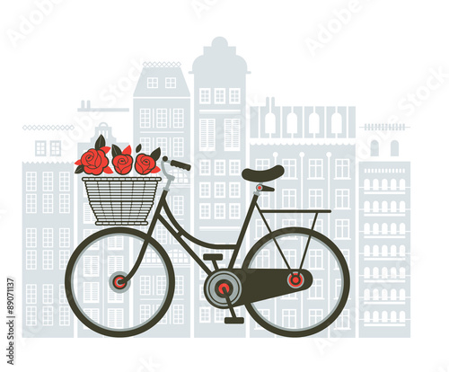 Illustration of bicycle on the street..Illustration of bicycle o
