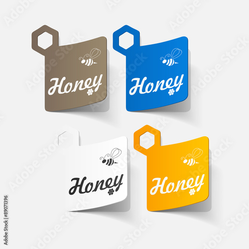 Realistic paper sticker: honey