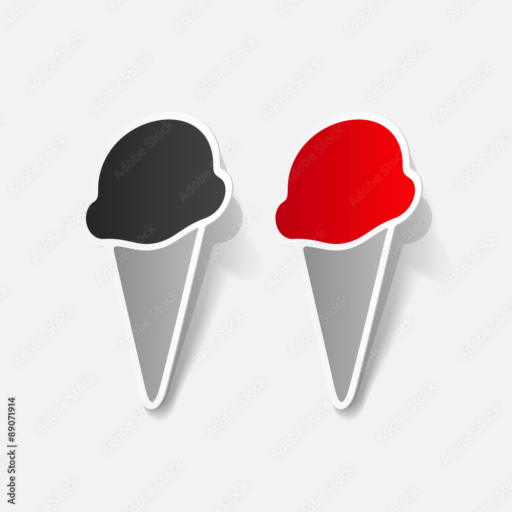 Realistic paper sticker: ice cream Realistic paper sticker: ice cream