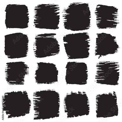 Vector grunge brush strokes backgrounds set, rectangle and square.