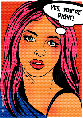 Pop art woman. Vector illustration.