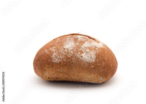wholemeal bread roll isolated on white background
