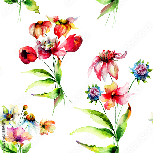 Seamless pattern with Original flowers