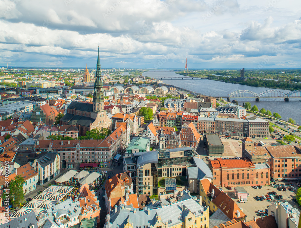Obraz premium View to the old Riga from the top of Dome Cathedral.
