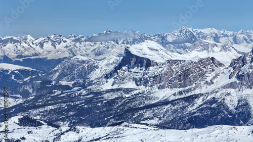 Skiing on the dolomites, Val di Fiemme, Italy. © murmakova