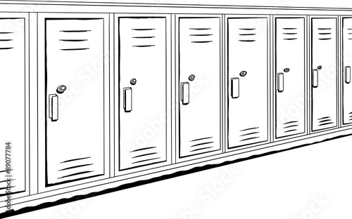 Row of Outlined Lockers