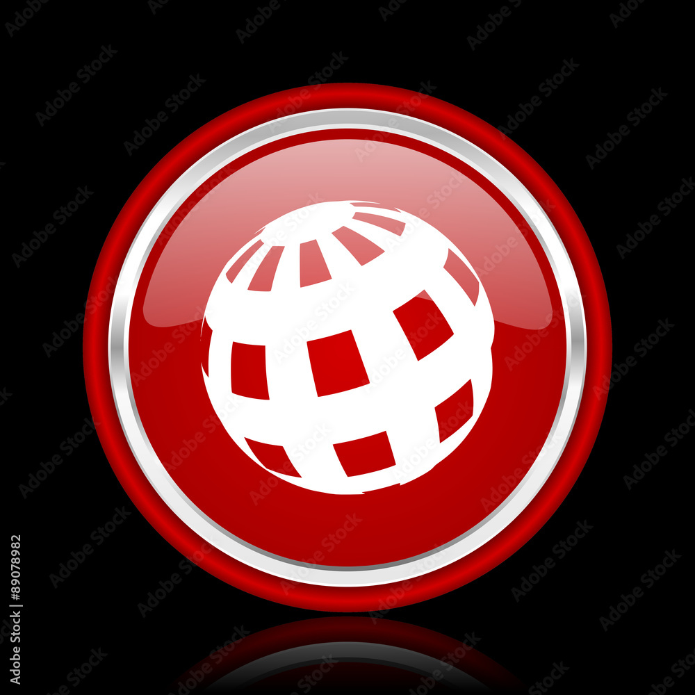 earth red glossy web icon