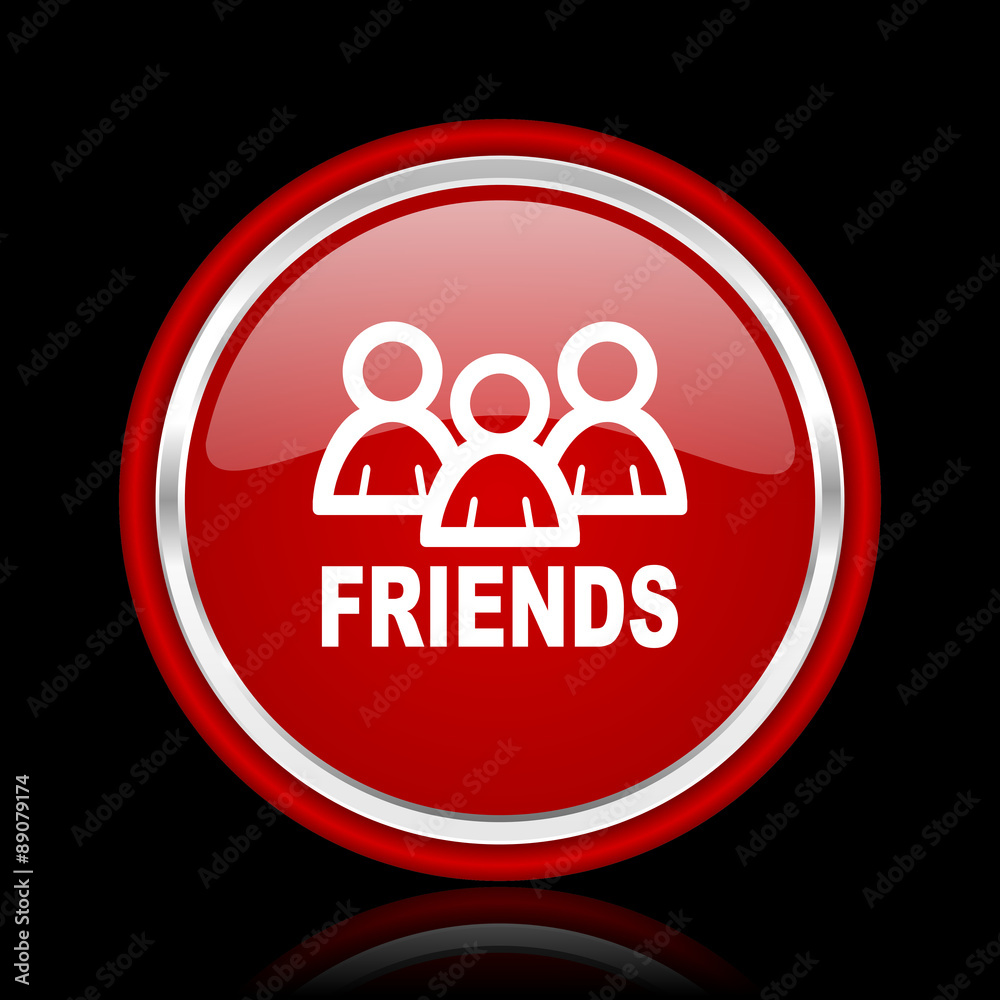friends red glossy web icon friends red glossy web icon