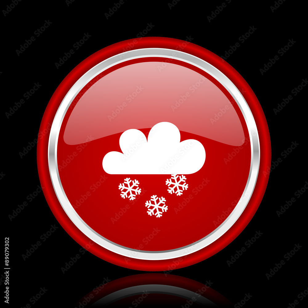 snowing red glossy web icon