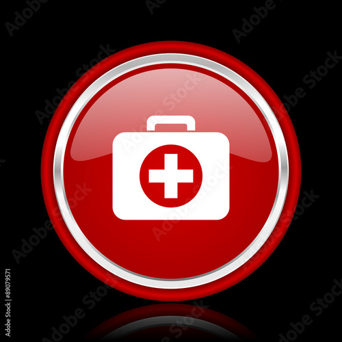 first aid red glossy web icon