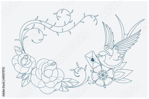 love theme coloring page old school tattoo signs