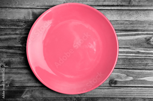 Pink plate on table