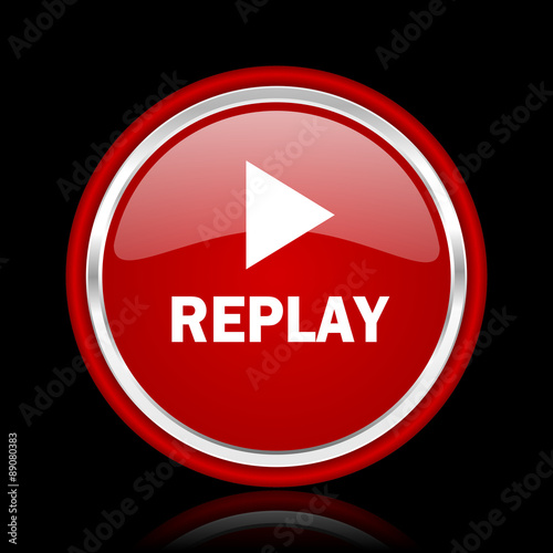 Free Download replay red glossy web icon - GFXLoad
