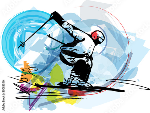 Skiing sketch illustration