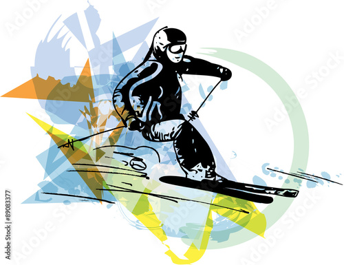 Skiing sketch illustration