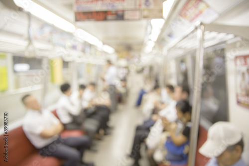 Blurred abstract background of people on Tokyo subway train © tatomm