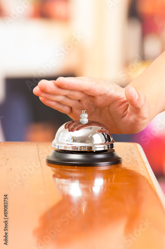 hotel bell at reception desk