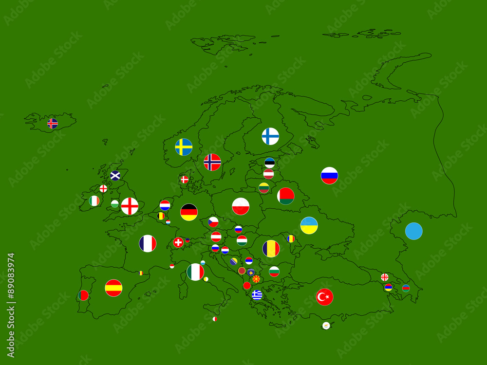 Naklejka premium Europe Map Circles