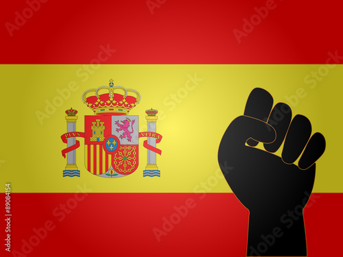 Spanish Flag with Protest Sign EPS10