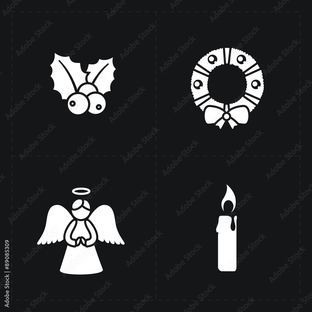 Christmas silhouette icons collection - vector illustration on w