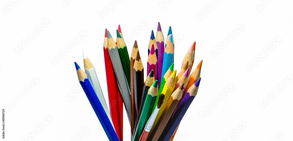 Fototapeta premium Close-Up color pencils in on white background