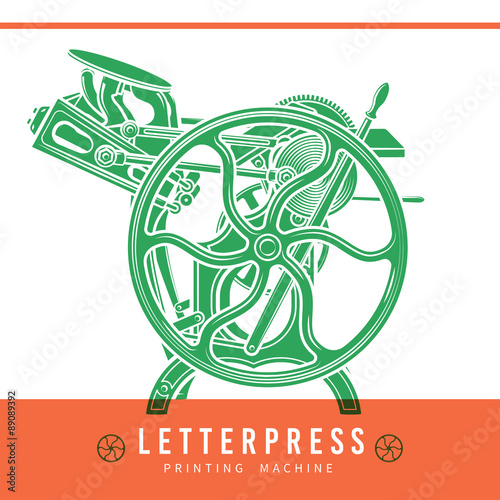 Letterpress overprint vector design. Vintage printshop logo. Old