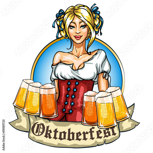 Pretty Bavarian girl with beer