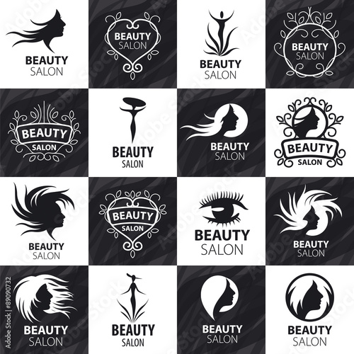 large set of vector logos for beauty salon