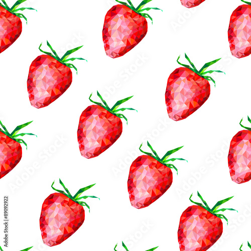 Fototapeta Naklejka Na Ścianę i Meble -  seamless pattern with polygonal strawberries