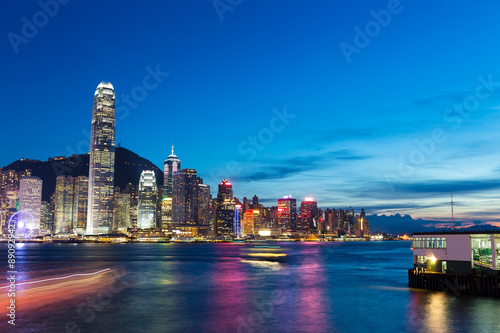 Skyline and cityscape of modern city hongkong at night © leungchopan