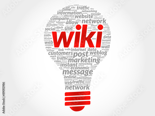 Wiki bulb word cloud, business concept photo