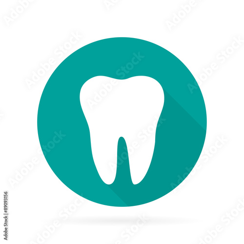 Dental Tooth logo in flat with shadow