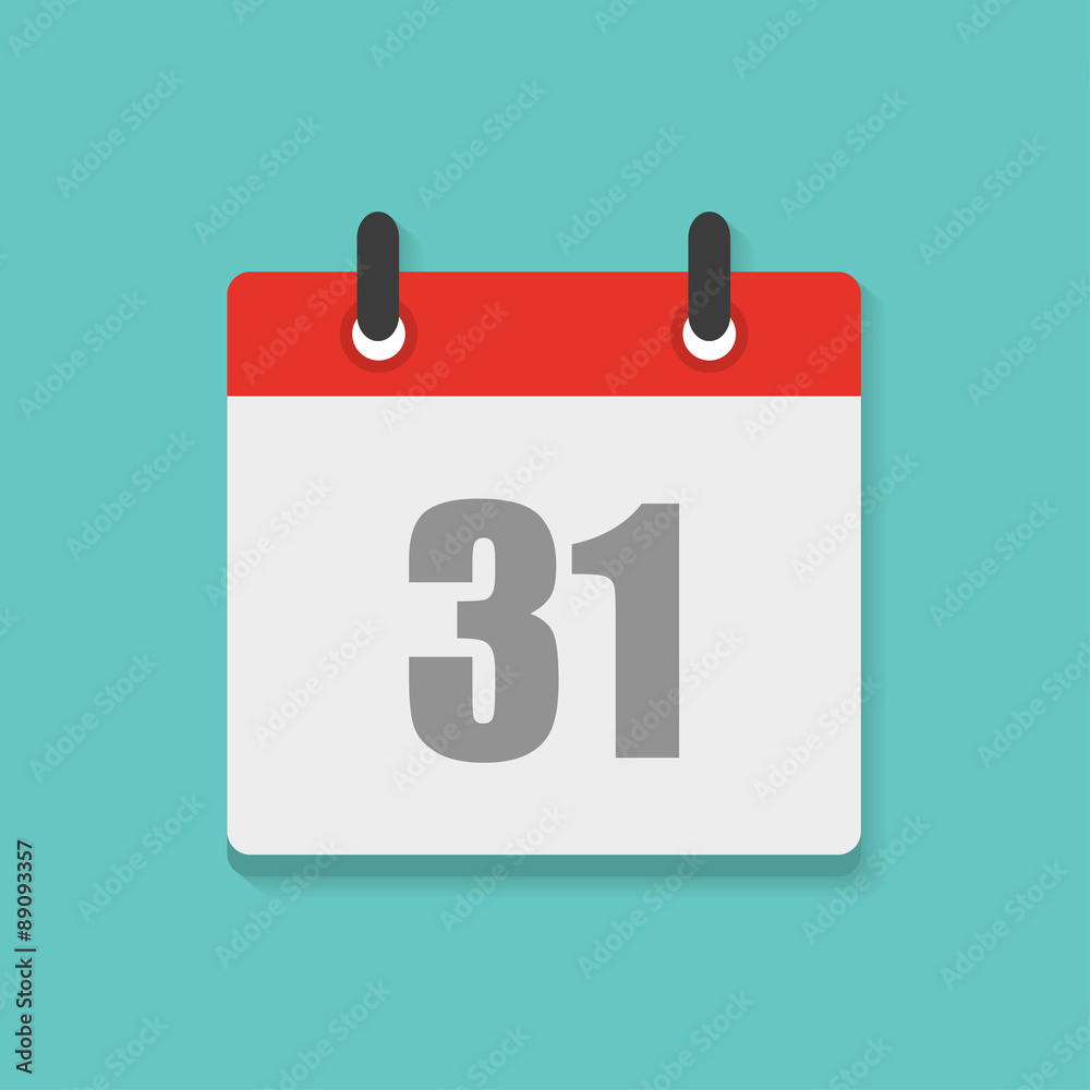 calendar icon with the date 31th in flat style