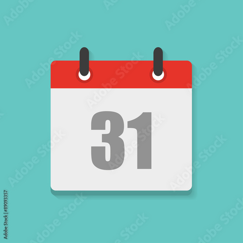calendar icon with the date 31th in flat style