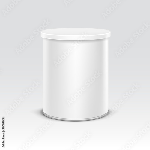 White tin box packaging container for tea coffee isolated vector