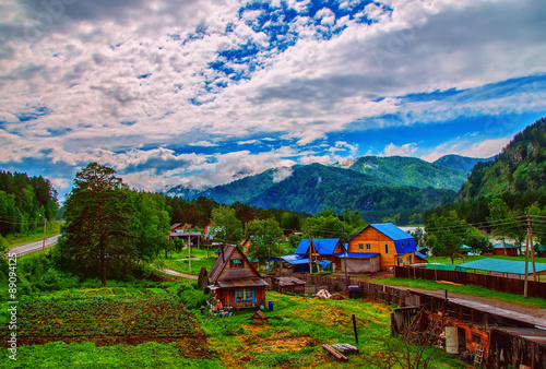 village in mountains  summer  Altai photo